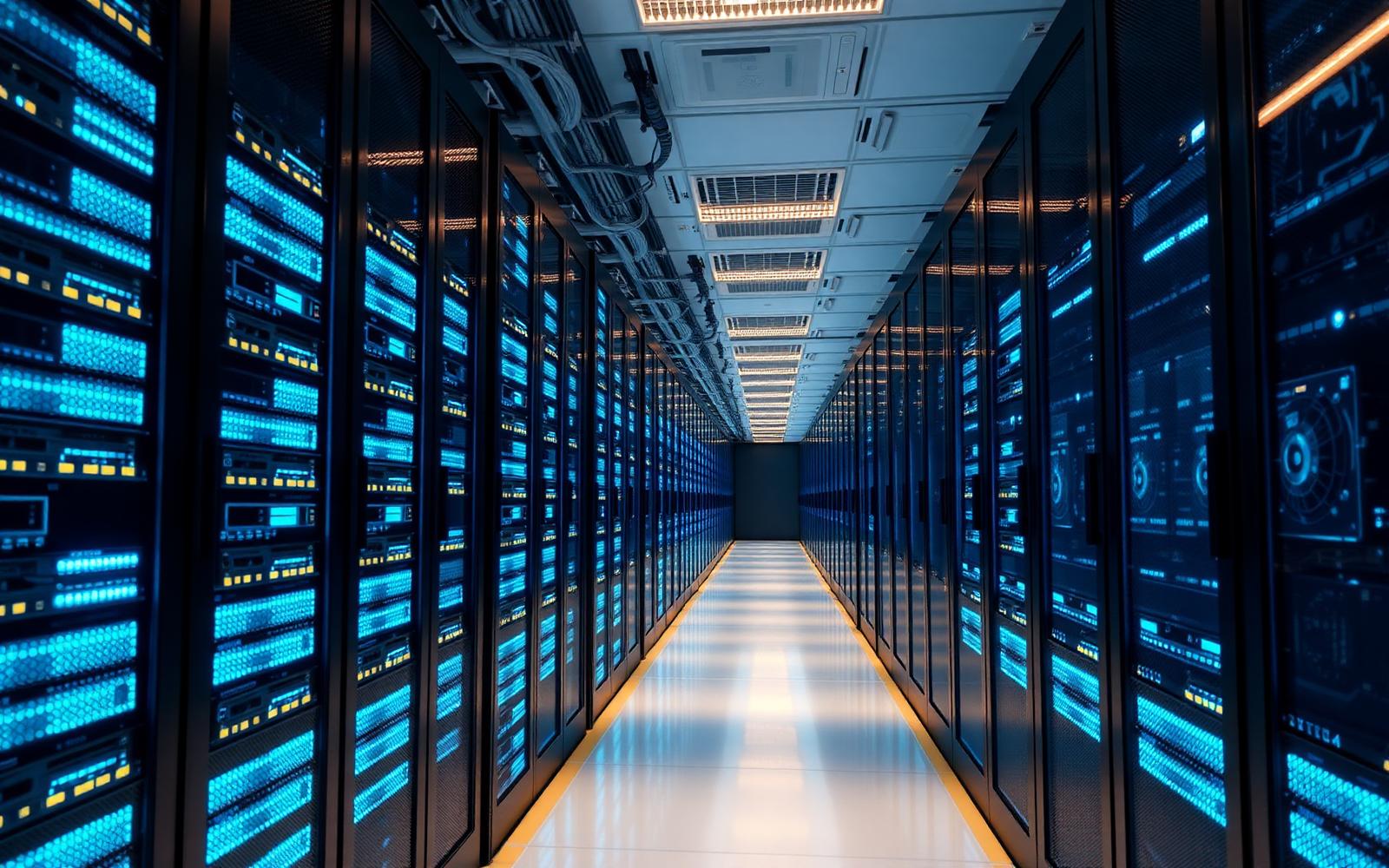 GITA data center with rows of glowing server racks